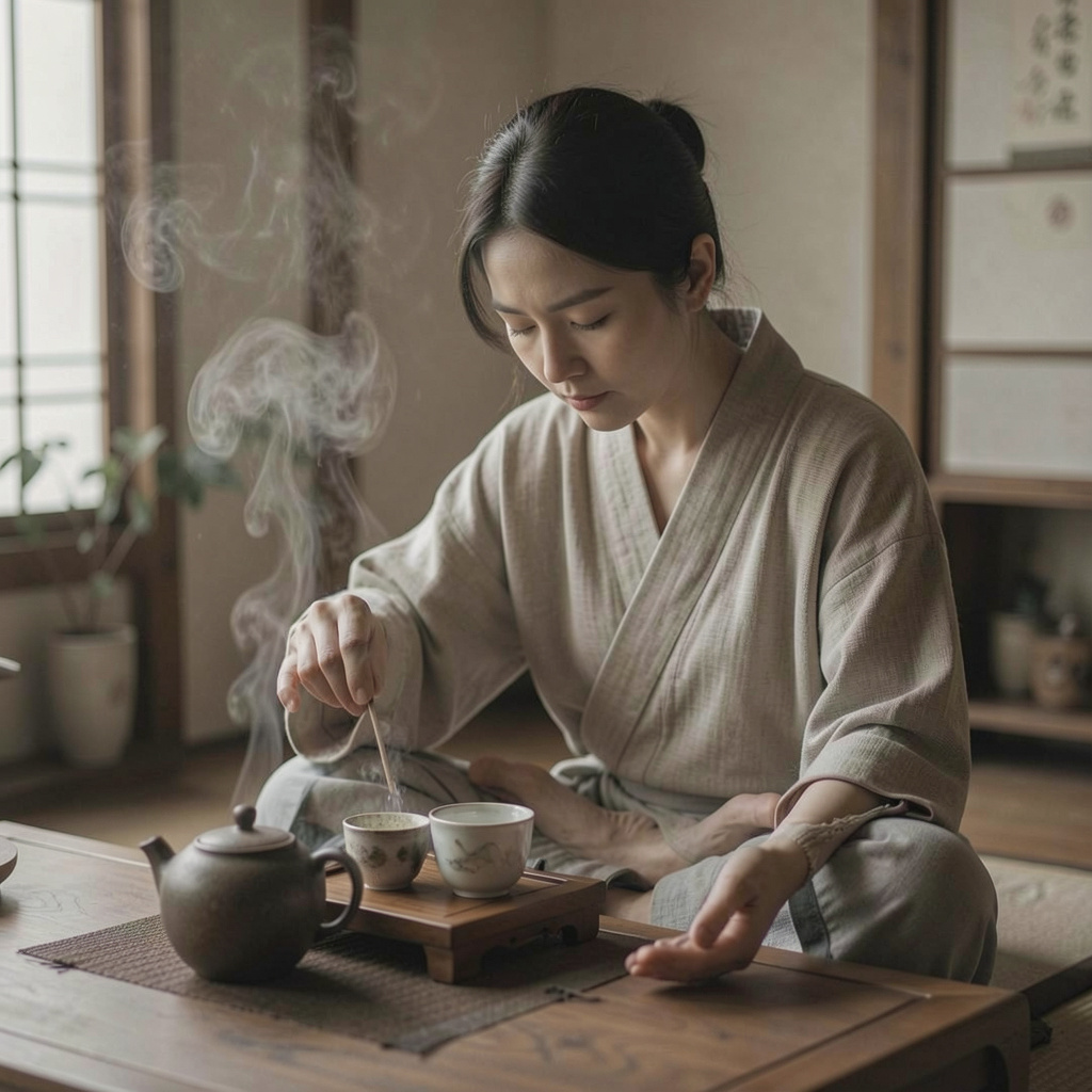 Person practicing mindful awareness in daily activities